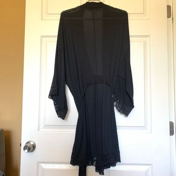Eberjey Naya Lace Trim Jersey Knit Robe - Picture 8 of 8